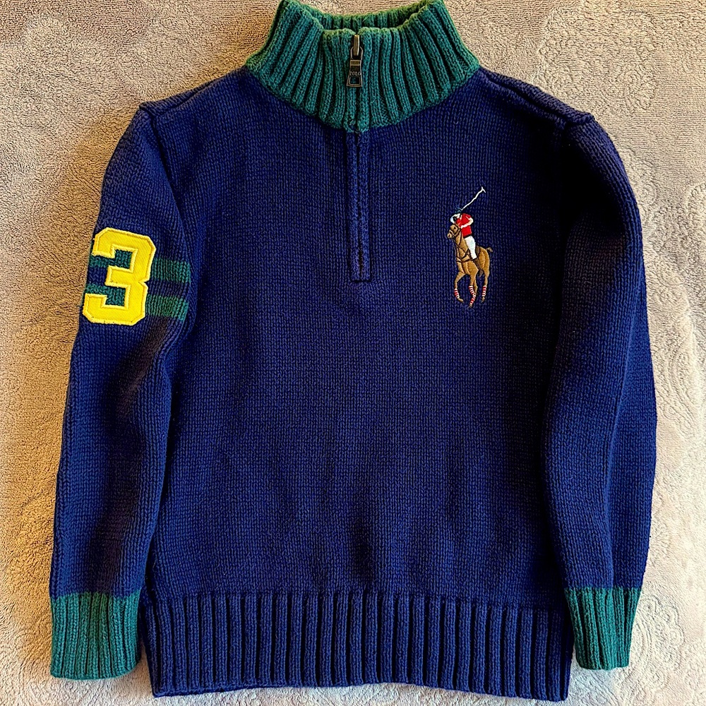 Ralph Lauren Big Pony Cotton Quarter-Zip knit Sweater